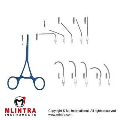 Castaneda pediatric Clamp Straight jaw,13.5cm 30° angled jaw,13.5cm 50° angled jaw,13.5cm 70° angled jaw,12cm 90° angled jaw,11cm Curved jaw,12cm Curved jaw,13.5cm Curved jaw,15cm Curved jaw,15cm Curved jaw,15cm
